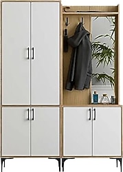 Mezza Royal 5032-5012 Sepet-Beyaz Askılıklı 6 Kapaklı Sağ Aynalı Portmanto