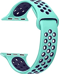 Microsonic Apple Watch Series 4 40mm Yeşil-Lacivert Rainbow Spor Kordon