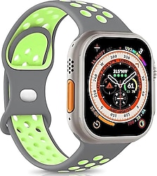 Microsonic Apple Watch Series 5 40mm Gri-Yeşil Rainbow Kordon
