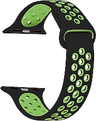 Microsonic Apple Watch Series 5 40mm Siyah-Yeşil Rainbow Kordon