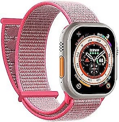 Microsonic Apple Watch Series 7 45mm Pembe Hasırlı Woven Spor Kordon