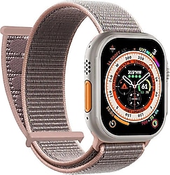 Microsonic Apple Watch Series 7 45mm Rose Gold Hasırlı Woven Spor Kordon