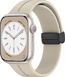 Microsonic Apple Watch Series 8 45mm Bej Ribbon Line Kordon