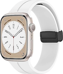 Microsonic Apple Watch Series 9 45mm Beyaz Ribbon Line Kordon
