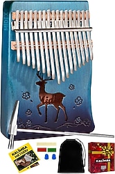 Midex KLX-510 Hakiki Ağaç Geyik Desekli 17 Tuşlu Kalimba