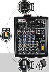 Midex MP-400 2x200 W 4 Kanal Power Mikser