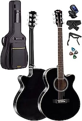 Midex XC-200BK Kesik Kasa 4/4 Boy Akustik Gitar Siyah