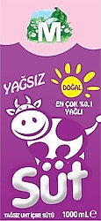 Migros Uht Yağsız Süt 1 lt