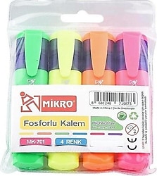 Mikro Mk-701 4'lü Fosforlu Kalem Seti