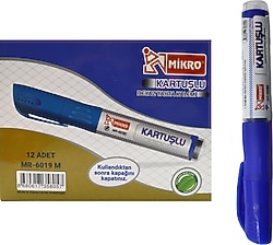 Mikro MR-6019 12'li Kartuşlu Mavi Tahta Kalemi