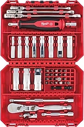 Milwaukee 1/4 inç 42 Parça Cırcır Tornavida Kollu Lokma Takımı