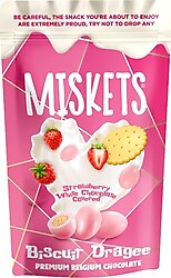 Miskets Beyaz Çikolata Kaplı Çilek Bisküvi Draje 80 gr