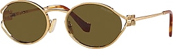 Miu Miu Logo 52YS 7OE01T Gold-Dark Brown Kadın Güneş Gözlüğü