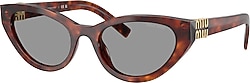 Miu Miu Logo A04S 21C40O Havana Mahogany-Grey Kadın Güneş Gözlüğü
