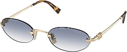 Miu Miu Logo A54S ZVN80O Gold-Light Blue Kadın Güneş Gözlüğü