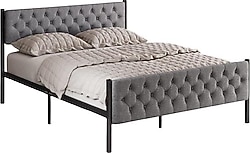 Mobpazar Stil 150x200 cm Kapitoneli Metal Çift Kişilik Karyola