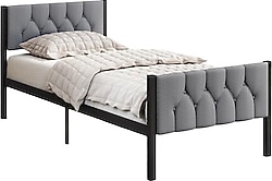 Mobpazar Stil 90x200 cm Kapitoneli Metal Tek Kişilik Karyola