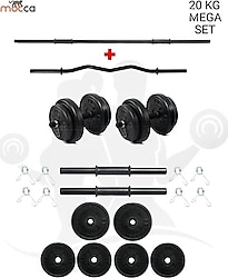 ダンモセット Moccastyle 20 kg Z Bar Megaset Halter ve Dambıl Seti Fiyatları