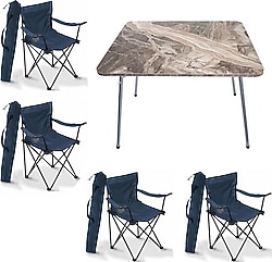 Moccastyle 60x80 cm 4 Kişilik Ahşap Kamp Masa Sandalye Takımı