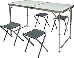 ModulBox 60x120 cm 4 Kişilik Alüminyum Kamp Masa Sandalye Takımı