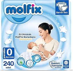Molfix 0 Numara Prematüre 30'lu 8 Adet Bebek Bezi