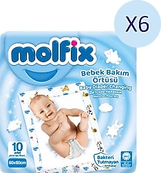 Molfix 10'lu 6 Paket Bebek Bakım Örtüsü