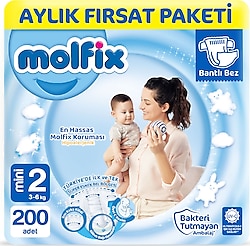 Molfix 2 Numara Mini 200'lü Bebek Bezi