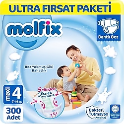 Molfix 4 Numara Maxi 100'lü 3 Adet Bebek Bezi