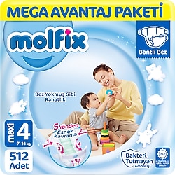 Molfix 4 Numara Maxi 128'li 4 Adet Bebek Bezi