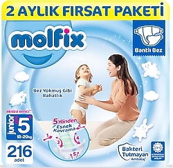 Molfix 5+ Numara Junior Plus 72'li 3 Adet Bebek Bezi