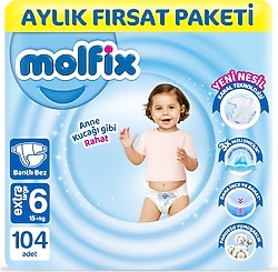 Molfix 6 Numara Extra Large 104'lü Bebek Bezi