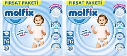 Molfix 6 Numara Extra Large 38'li 2 Adet Bebek Bezi