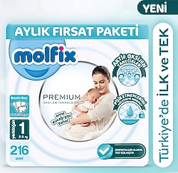 Molfix Premium 1 Numara Yenidoğan 72'li 3 Adet Bebek Bezi