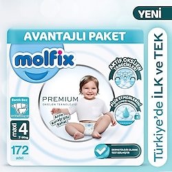 Molfix Premium 4 Numara Maxi 86'lı 2 Adet Bebek Bezi