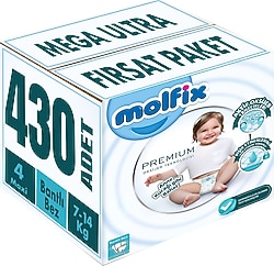 Molfix Premium 4 Numara Maxi 86'lı 5 Adet Bebek Bezi