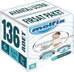 Molfix Premium 6 Numara Extra Large 136'lı Bebek Bezi