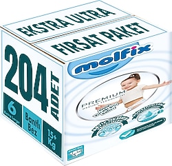 Molfix Premium 6 Numara Extra Large 34'lü 6 Adet Bebek Bezi