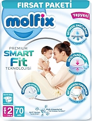 Molfix Premium Smart Fit 2 Numara Mini 70'li Bebek Bezi