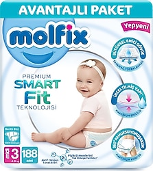 Molfix Premium Smart Fit 3 Numara Midi 94'lü 2 Adet Bebek Bezi