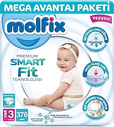 Molfix Premium Smart Fit 3 Numara Midi 94'lü 4 Adet Bebek Bezi