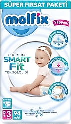 Molfix Premium Smart Fit 3 Numara Midi 94'lü Bebek Bezi