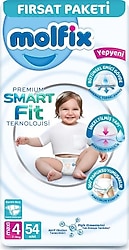 Molfix Premium Smart Fit 4 Numara Maxi 54'lü Bebek Bezi