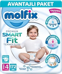Molfix Premium Smart Fit 4 Numara Maxi 86'lı 2 Adet Bebek Bezi