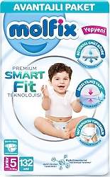 Molfix Premium Smart Fit 5 Numara Junior 66'lı 2 Adet Bebek Bezi