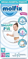 Molfix Premium Smart Fit 6 Numara Ekstra Large 54'lü 4 Adet Bebek Bezi