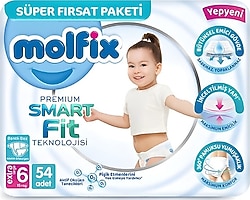 Molfix Premium Smart Fit 6 Numara Ekstra Large 54'lü Bebek Bezi