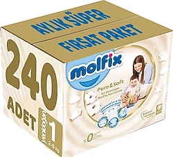 Molfix Pure&Soft 1 Numara Yenidoğan 80'li 3 Adet Bebek Bezi