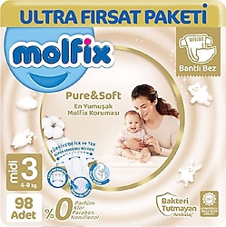 Molfix Pure&Soft 3 Numara Midi 98'li Bebek Bezi