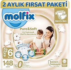 Molfix Pure&Soft 6 Numara Extra Large 148'li Bebek Bezi