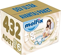 Molfix Pure&Soft 6 Numara Extra Large 54'lü 8 Adet Bebek Bezi